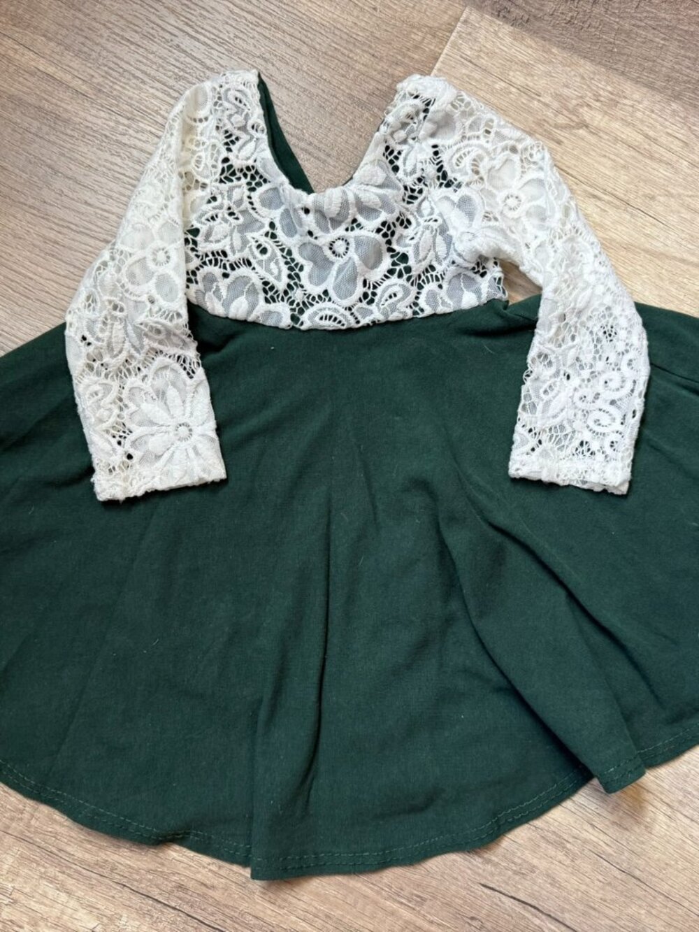 Little Girl Emerald & Lace Twirl Dress | Size 2T